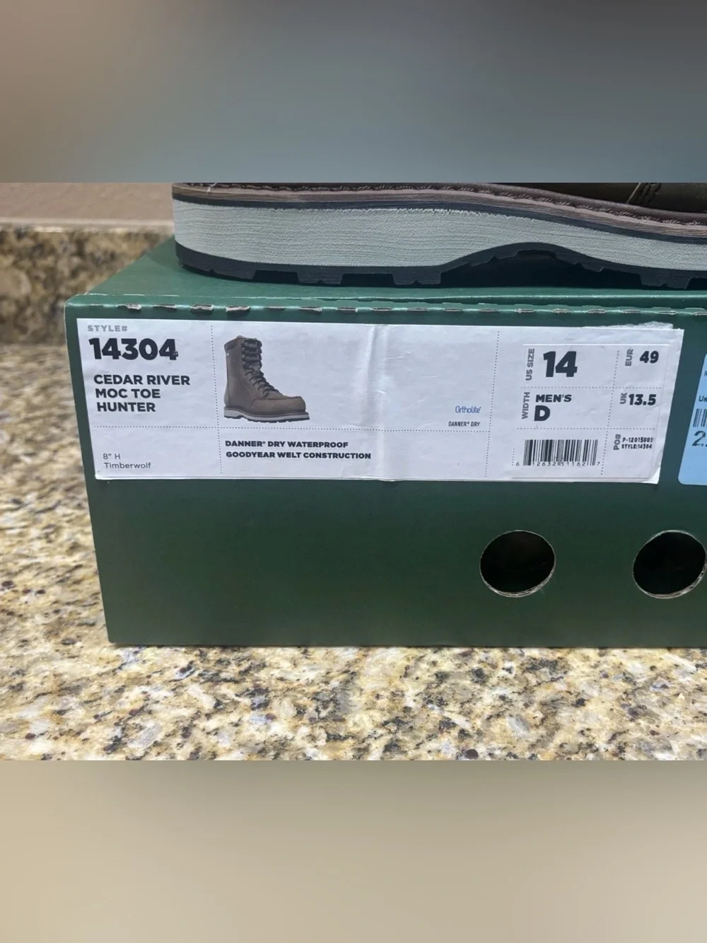Danner Cedar River Boots Mens Size 14 D Timberwolf Moc Toe 8in Waterproof 14304